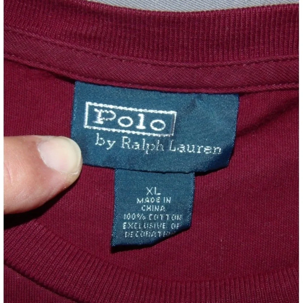 Polo Ralph Lauren 100% Cotton Long Sleeved Burgundy T-Shirt Men's XL